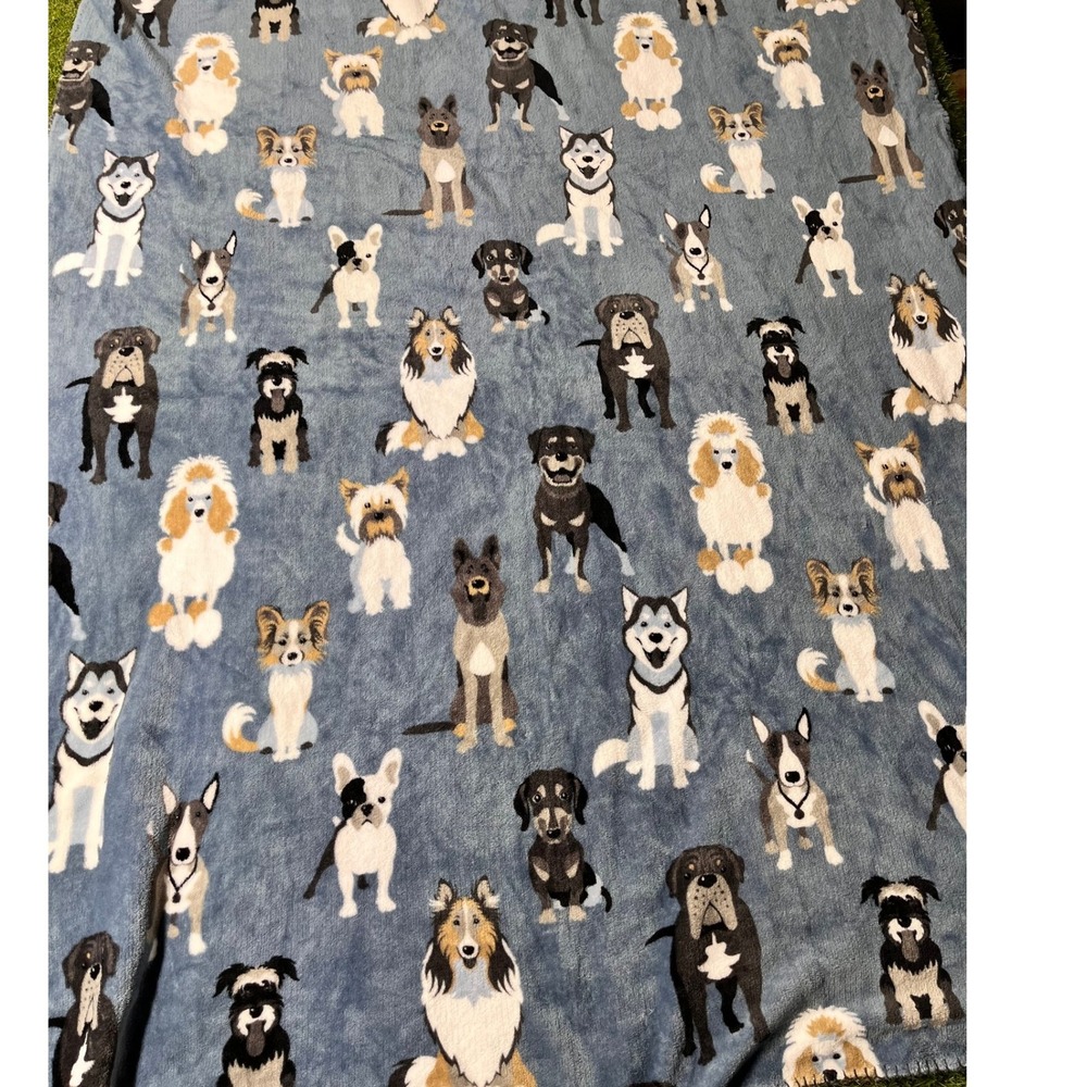 Blue‎ Plush Dog Throw Blanket Husky German Shepherd Collie Rottweiler Yorkie